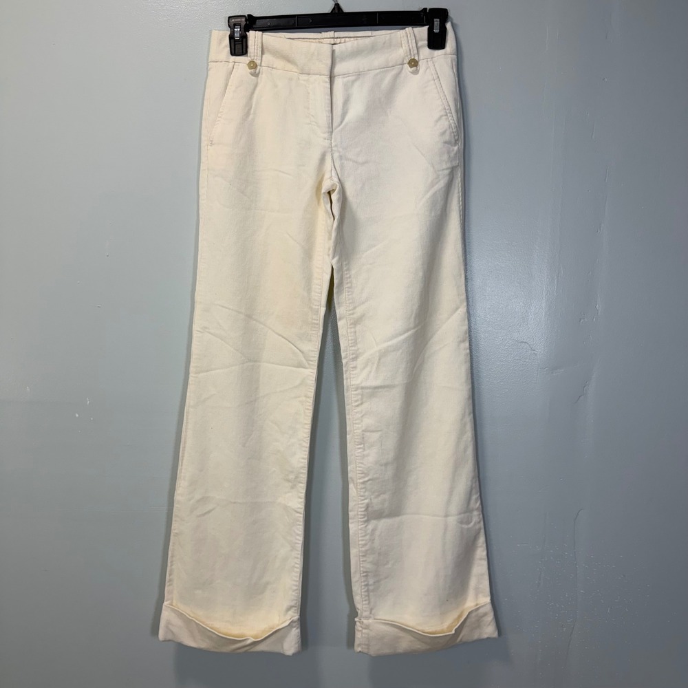 J Crew Y2K City Fit‎ Corduroy Pants Ivory Cream Wide Leg Trouser 96204 Womens 2